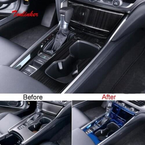Tonlinker Interior Car Gear Panel Cover case Stickers For HONDA ACCORD 2018-19 Car Styling 2 Pcs Stainless steel Cover sticker