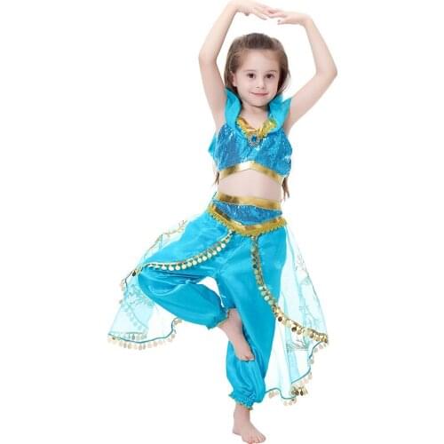 Girl Carnival Halloween Jasmine Arab Princess Costume Aladdin And The Magic Lamp Cosplay Fancy Party Dress