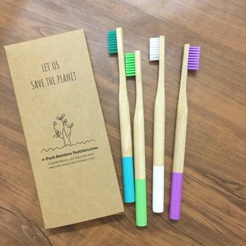 4pack Adult Bamboo Toothbrushes medium Bristles eco friendly cepillo dientes bambu Oral Care Toothbrush clareador de dente