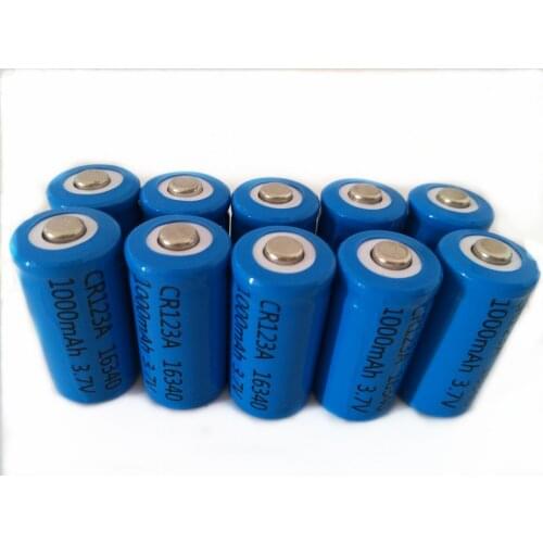 10pcs/lot SHSEJA 3.7V 1000mAh CR123A 16340 rechargeable battery protection CR123a 16340 lithium ion rechargeable lithium battery
