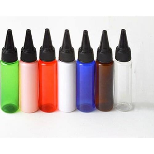 100pcs 30ml white Empty Plastic Bottle With Pointed Mouth Cap Refillable Travel Bottle PET Shampoo Jam Containers