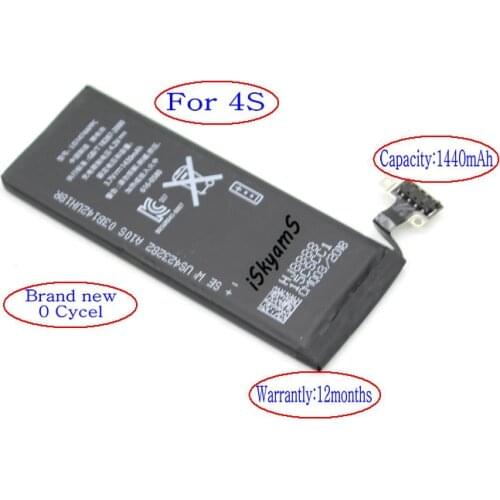 1x 1430mAh 0 zero cycle Replacement Li-Polymer Battery For iPhone 4S 4 S Accumulator Batteries