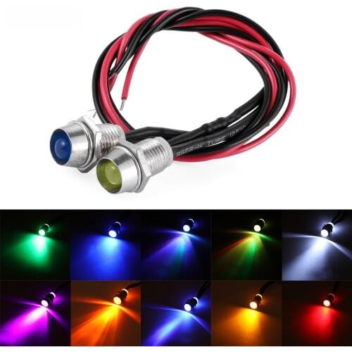 5Pcs Warning Dashboard Signal Light Instrument Lamp 12v 8mm Chrome Waterproof Lamp LED Panel Dash Car Van
