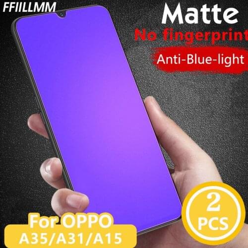 2Pcs/lot Anti-blue Light Tempered Glass For Oppo A53s 5G A35 A31 Matte Screen Protector For Oppo A15 A12 A9x A9 A5s A5 A1k Glass