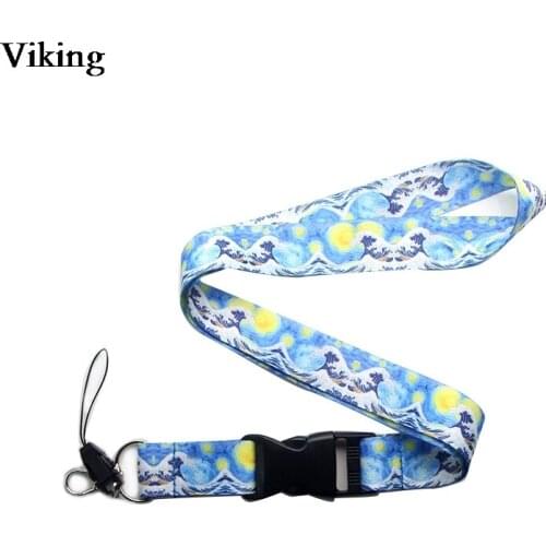 20pcs/set Kanagawa Lanyards For Keys ID Card Wave Hang Rope ID Badge Holders ID Card Keychains Lanyard Hang Rope Lanyard G0314