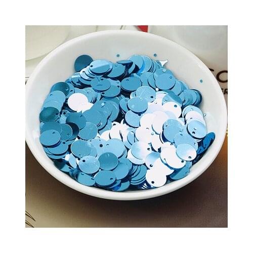 360pcs Large Round Sequins 20mm PVC Flat Round Paillette Sequins Decoration With Side Hole Light Blue