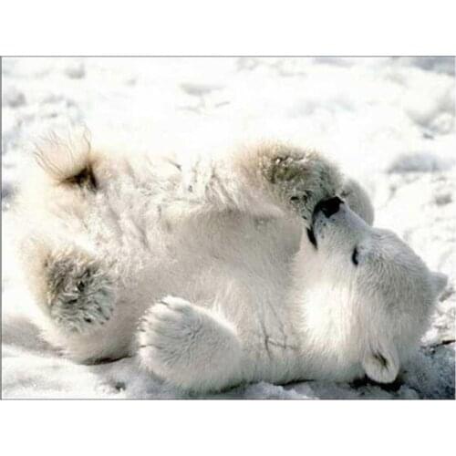 5D Diy Full Square Diamond Painting Animal Cute Polar Bears Resin Crafts Cross Stitch Embroidery Home Decoration FC535