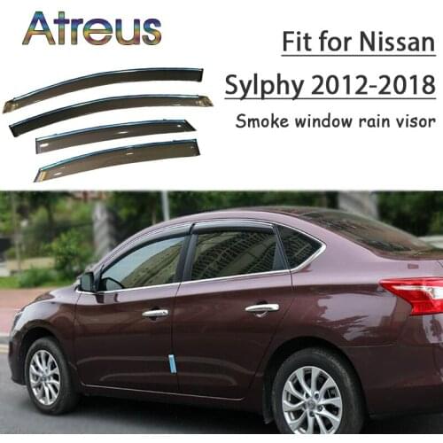 Atreus 1set ABS For 2018 2017 2016 2015-2008 Nissan Sylphy Accessories Car Vent Sun Deflectors Guard Smoke Window Rain Visor