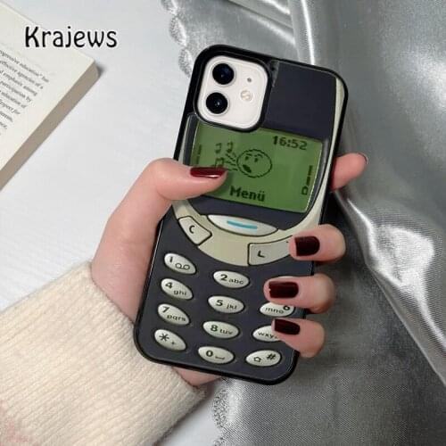 Krajews Old Mobile Prank Retro Printed coque Phone Case for iPhone 12 mini 5 6S 7 8 PLUS X XS XR 11 PRO MAX SE 2020 Cover Shell
