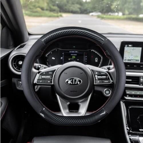 Car Steering Wheel Cover Anti-Slip for Kia Cerato Forte Sportage K5 K9 K2 K3 K4 KX3 KX5 KX7 Seltos Stinger 38cm Accessories