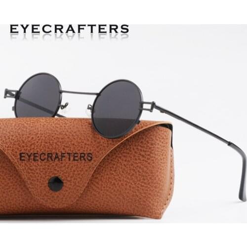 Eyecrafters Retro Round Polarized Metal Steampunk Vintage Sunglasses Mens Womens Silver Mirrored Coating Lens Eyewear SunGlasses