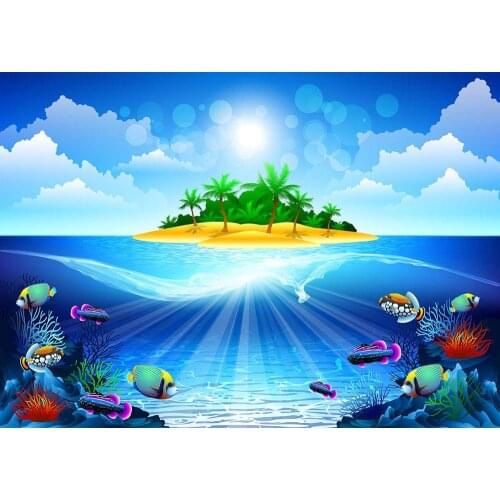 Cartoon ocean floor children take birthday party set photography background photograph background