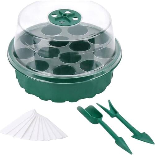 FQYL Trays Plant Kit Clear Seeding Starter Tray with Dome Humidity Adjustable, Plant Tags and Hand Tool