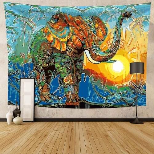 Aesthetic Anime Tapestry Wall Hanging Elephant Printed Thin Wall Tapestry Home Bedroom Decoration 0.75*1/1.3*1.5/1.5*2m 1pc