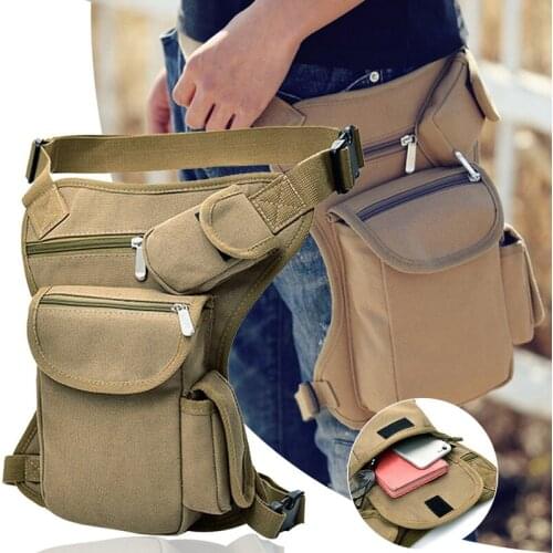 Mens canvas leg bag waist bag military travel multifunctional motorcycle shoulder messenger bag