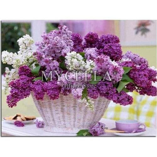 Baskets 5D DIY Diamond Painting Cross Stitch Flower Needlework Full Round Rhinestone Mosaic Diamond Embroidery Home Decor Crafts