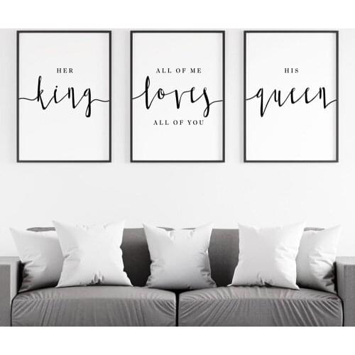 Canvas Painting Love Black King and Queen Quote Posters Prints Bedroom Melanin Wall Art Black Beauty Home Decoration No Frame
