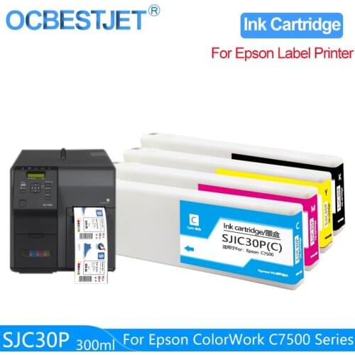 Compatible Ink Cartridge For SJIC30P Epson Colorworks C7500G C7500GE Label Printer Full with 300ml Pigment Ink