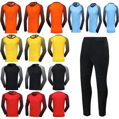 Men long sleeve black goalkeeper soccer jersey set adult goalkeepers yellow football uniform long pants DIY name number