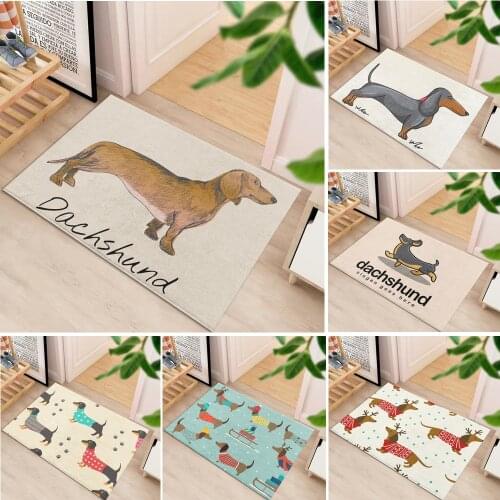 Dachshund Sausage Hot Dog Cute Animal Chrismas Childrens Non-Slip Carpet Funny Entrance Welcome Door Mat Home Floor Decoration
