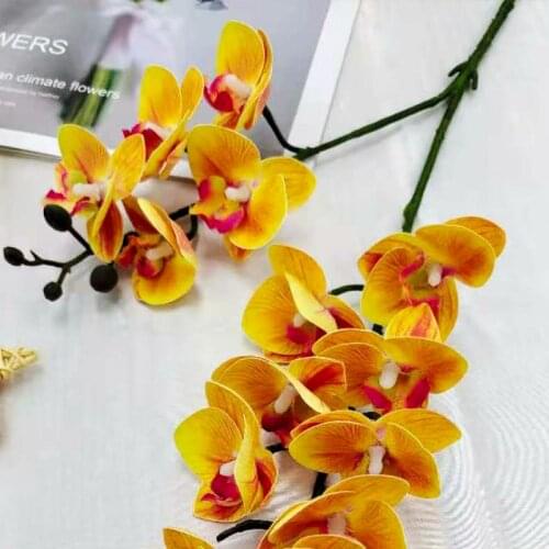 2 Fork 16 Heads Mini Orchid Phalaenopsis Artificial Fake Flowers Home Wedding Decoration Flowers Vase Plant Christmas Party