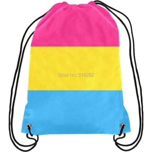 Pansexuality Drawstring Backpack Pink LGBT Bag Sports Customize 35x45cm Polyester Digital Printing,Free Shipping