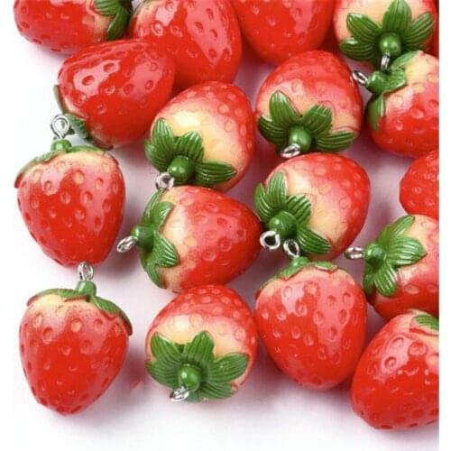 Pendant DIY accessories resin imitation strawberry Earrings key chain sweet and lovely