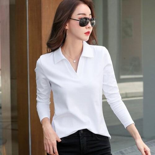 Autumn new style womens Pullover splicing slim long sleeve shirt womens bottoming shirt Korean womens solid color T-Shirt Top
