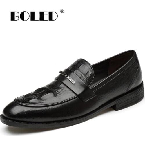 Plus size men dress shoes genuine leather wedding formal shoes handmade slip on business oxford shoes men