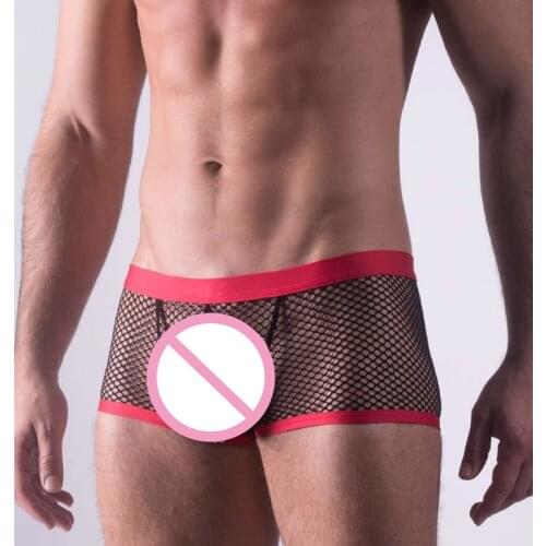 Hot Mesh Sexy Men Underwear Boxer shorts Low Rise Bulge Gay Male Underpants M-XL