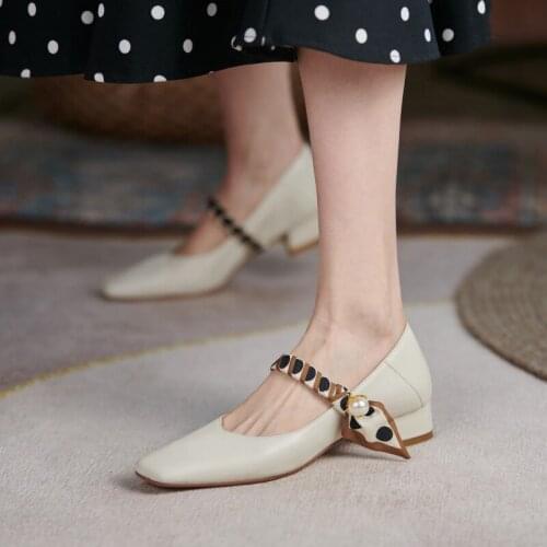 Mary Jane Vintage Low-Cut Pumps 2021 Spring New Fashion Square Toe Shoes Shoes for Women Sandals