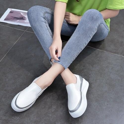 Platform Shoes White Women Trainers Loafers Spring Woman Vulcanize Shoes Women Sneakers Leather Black Fashion Sport Women Shoes