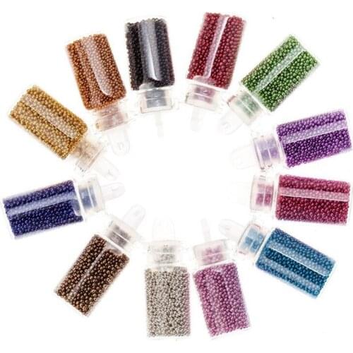 Decorations Nail Art Kit mini caviar beads & Nail Art glitter in 12 assorted color