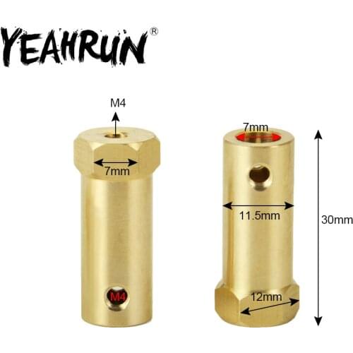 YEAHRUN 3/4/5/6/7/8mm Brass Wheel Hexagon Adapter Flexible Shaft Coupling Rigid Motor Connector for 1/10 RC Cars Model Parts