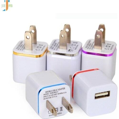 500pcs/lot US Plug USB Charger 1A Dual Phnom Penh Plating Mobile Phone Smart Charger for IPhone Android Samsung Xiaomi Huawei