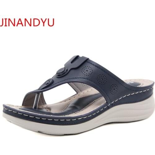 Woman Wedges Flip Flops Leather Slides Shoes Women Beach Summer Shoes for Woman Casuales Slippers Size 36-42 Fashion Slipper
