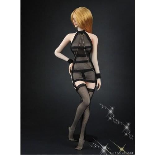 ZY5017 1:6 Scale Sexy Female Clothes Mesh See-Through Black Dress Sexy Fishnet Corset Sets for 12 inches Action Figure Body