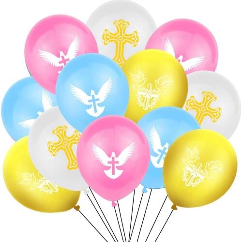 10/15Pcs Cross Latex Balloon Christian Christmas Baptism Scene Arrangement Easter Party Festive Holiday Atmosphere Decorations