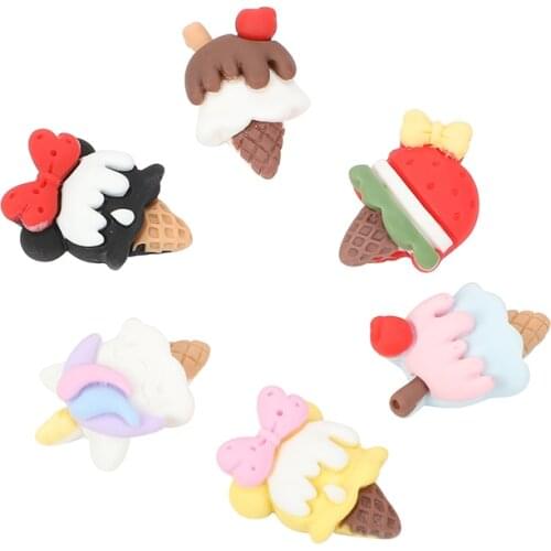 10Pcs Resin Kawaii Accessories Ice Cream Cartoon Flatback Cabochon Embellishment For Scrapbooking Diy Decoration Craft Mixed