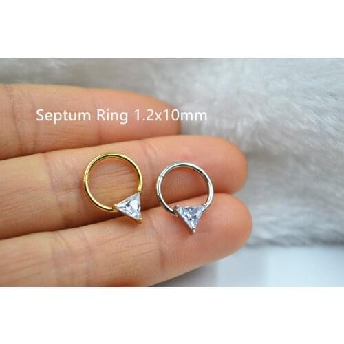 10pcs/Lot 316L Surgical Steel Seamless Hinged Segment Ring Clicker Ear Cartilage Nose Hoop Septum CZ 16G New