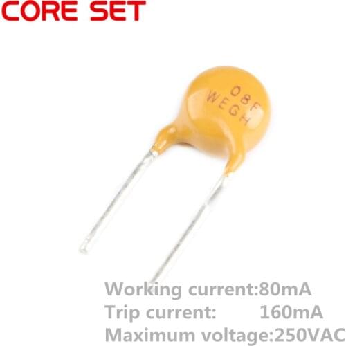 10PCS 250V 0.08A 80mA PPTC Resettable Fuse TRF250-080 Pitch 5mm