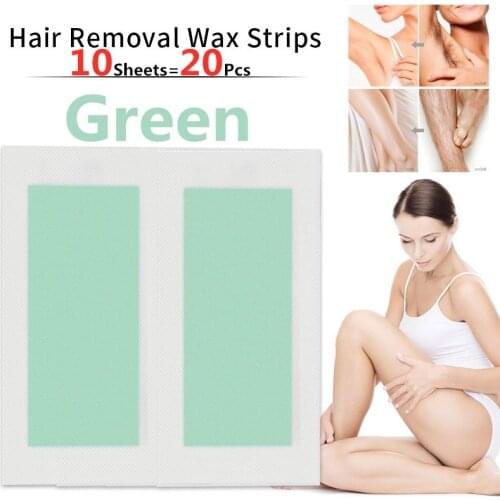 20pcs/lot Green Hair Removal Wax Strips Roll Underarm Wax Strip Paper Beauty Tool Leg Body Facial Hair Women Men