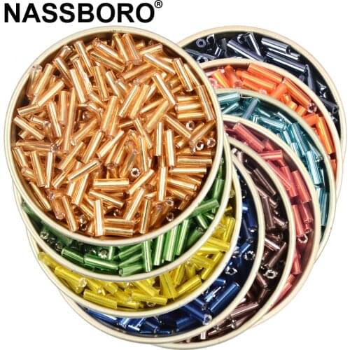 2x6.5mm Silver Lined Glass Beads & Jewelry Making/Bugle Beads Long/Spacer Beads/wholesale/Czech/Kralen Diy Accessories Jewelry