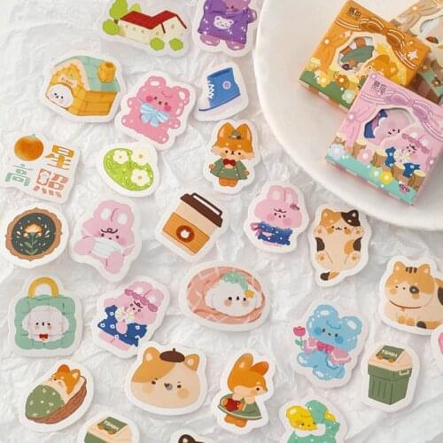 45 Pcs Kawaii Sticker Set Sweet Dessert Fruit Cute Animal Decorative Stickers For Scrapbooking Journaling Planer Diary Photo