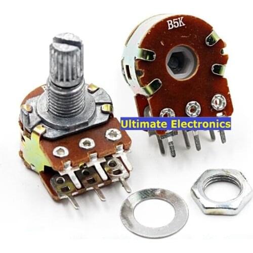 5PCS 6 feet|WH148 B 1K 2K 5K 10K 20K 50K 100K 500K Double potentiometer Short handle 15mm