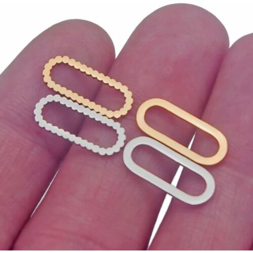 5pcs/lot Stainless Steel Hollow Rectangular Lace Oval Track Charm Gold Tag Pendant Jewelry Making Diy Bracelet & Necklace Craft