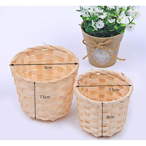 Bamboo Woven Basket Bra Sundries Organizer Rattan Plant Box Desktop Container Storage Baskets Organization Accessory