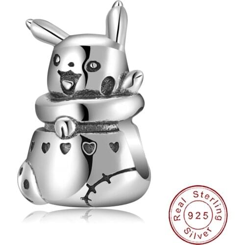 Cyue European S925 Sterling Silver DIY Charm Beads Happy Elf For Women Bangle Bracelet Necklace Jewelry P1270