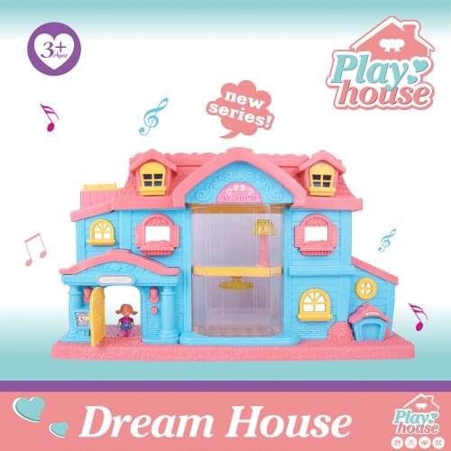 Children Play House Scene Lights Music Girl Villa House Set Simulation Model Furniture Accessories Room Toy