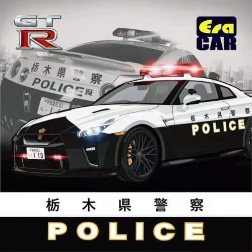Era Car 1:64 Nissan GT-R R35 Japan Police Car with figure Diecast Model Car